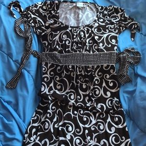 Merona Brown & White Short-Sleeve Maxi Dress